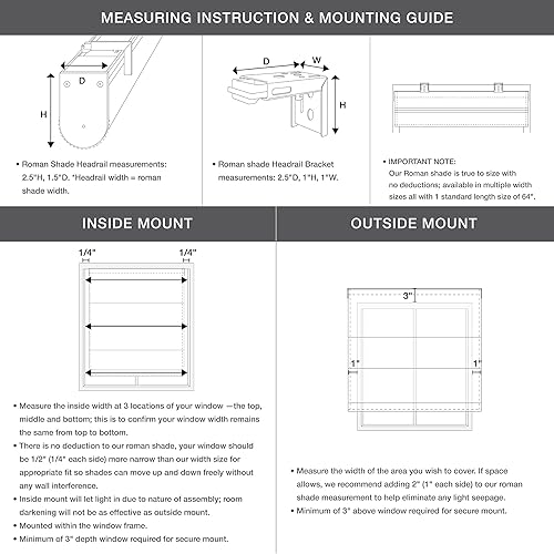 Miniatura 6 de Madison Park Kyler - Persianas romanas sin cordones, un panel, tela de mezcla de lino ligera, diseño natural, fácil instalación, filtro de luz,