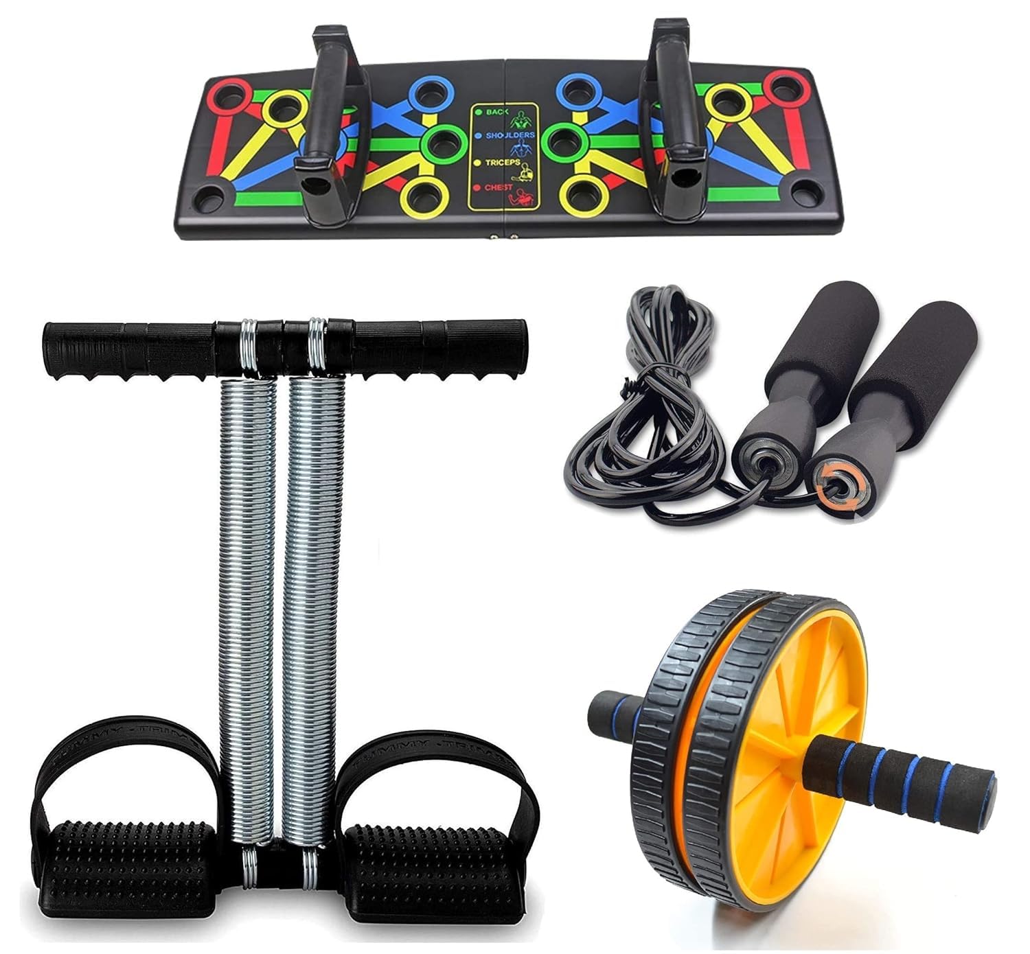 See full amazon price history chart for BANTKART 4 in 1 Combo Push up Rack Board and Dual Wheel Abs Roller with Tummy Trimmer, Skipping Rope - Home Gym Equipments for Men and Women Gym Set for Home Workout Gym kit Combo BANTKART 4 in 1 Combo Push up Rack Board and Dual Wheel Abs Roller with Tummy Trimmer, Skipping Rope - Home Gym Equipments for Men and Women Gym Set for Home Workout Gym kit Combo (B0D4QCSDFD) Amazon Price History, Amazon Price Tracker