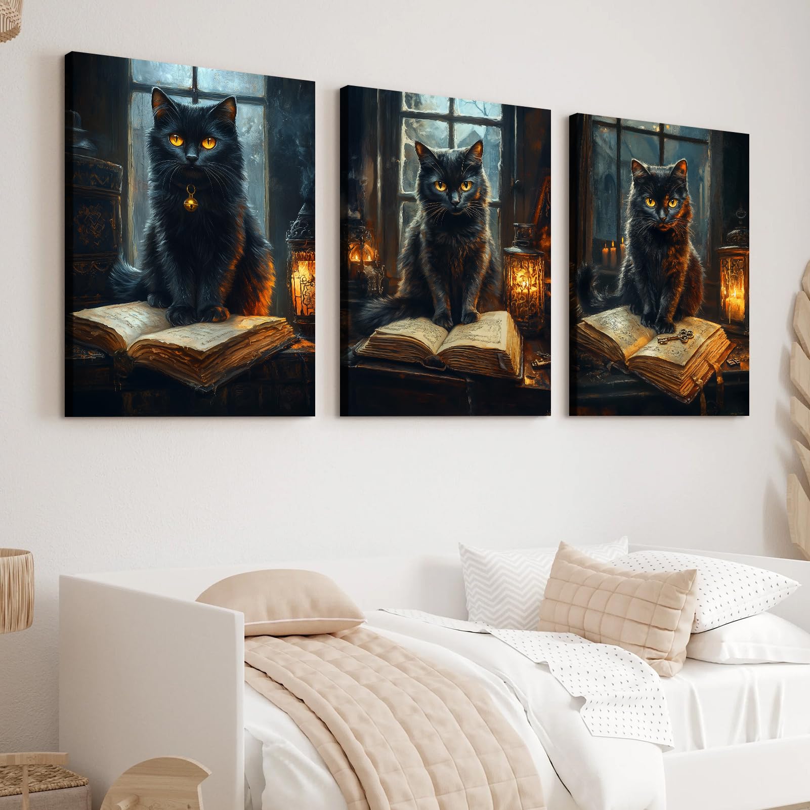 Silueta De Bruja Con Gato En Metal Negro - Decoración De Jardín O Interior, Diseño Intrincado