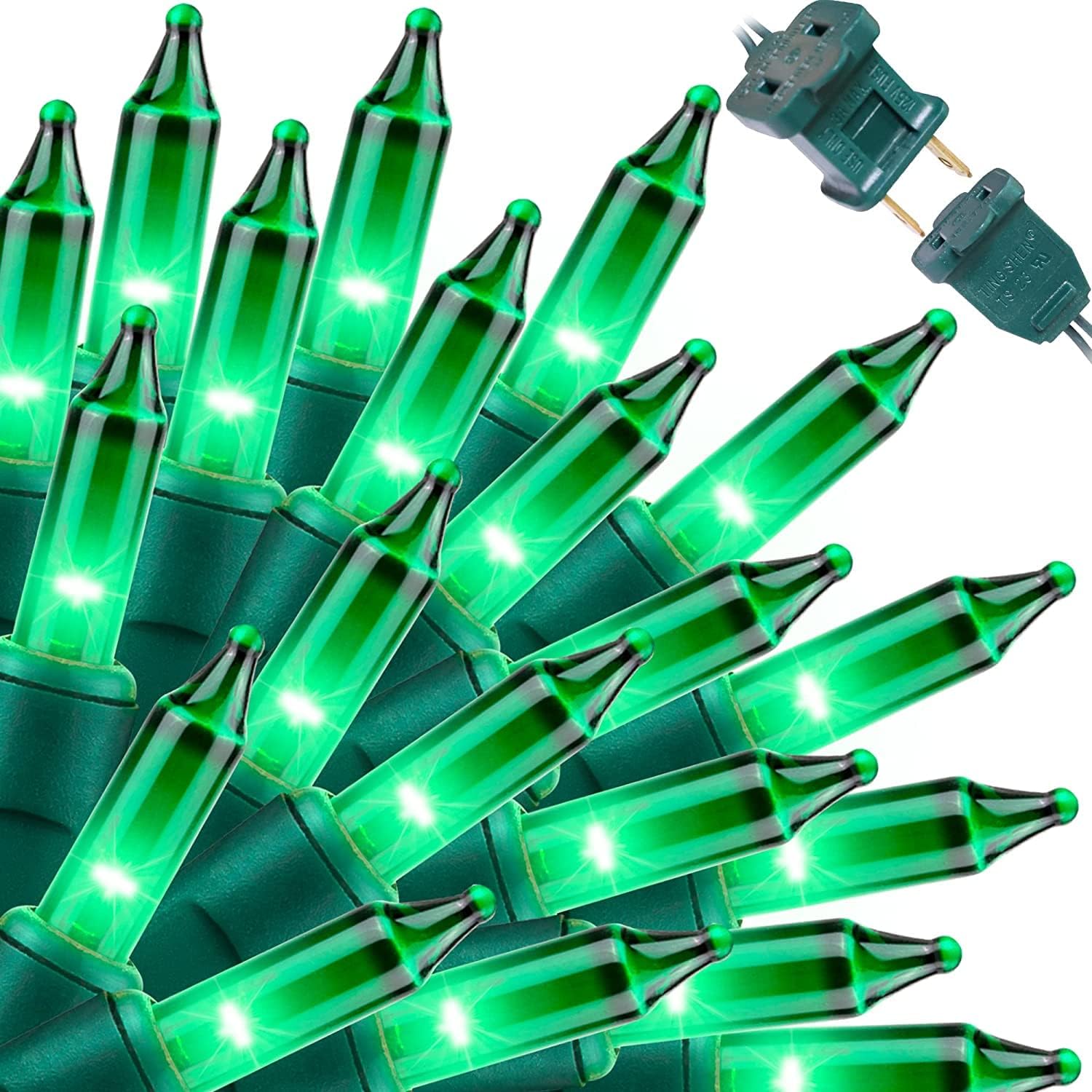 Halloween String Lights, Extendable Green Christmas Lights Decoration 100 mini Lights 19.6ft UL Certified Mini Bulb St. Patrick's Day String Lights Set for Outdoor Christmas Tree Decor