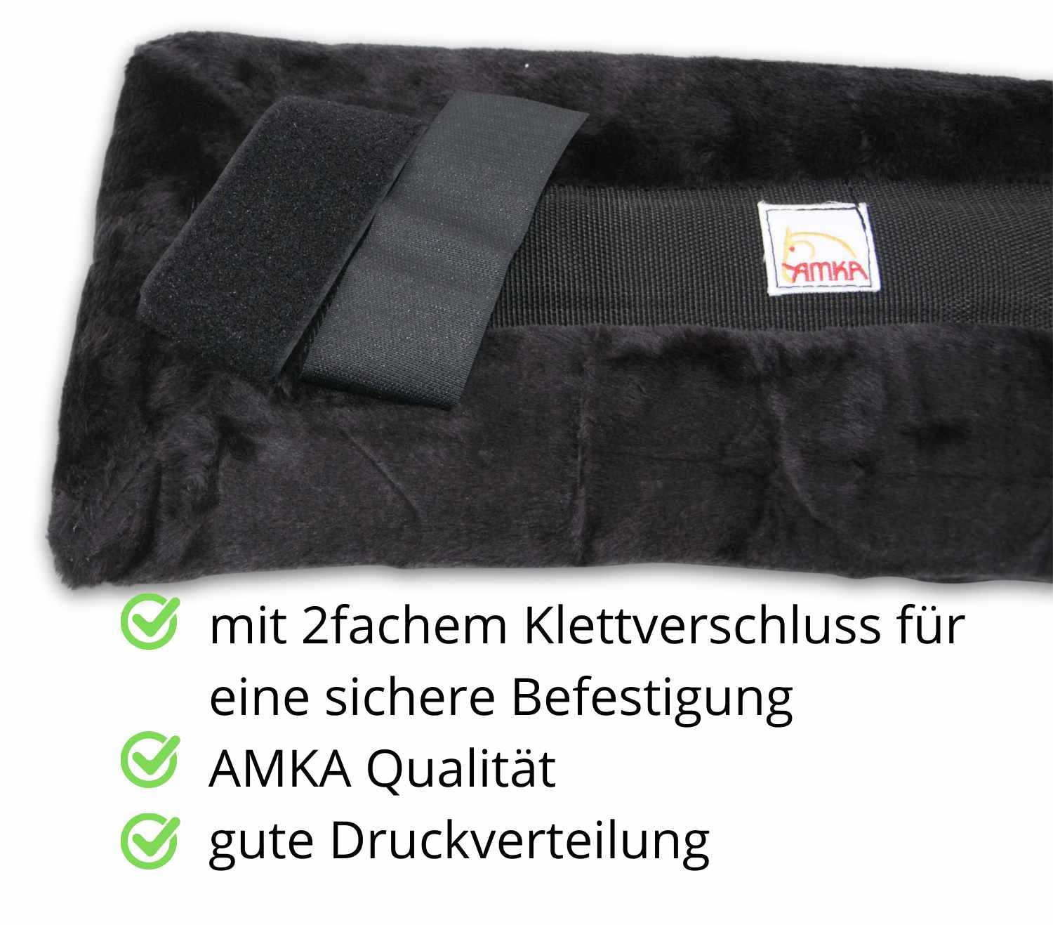 AMKA Selettunterlage schwarz Fleece 50 cm Geschirrunterlage Kammdeckelunterlage Longiergurtunterlage Voltigiergurt Unterdecke Longiergurt Voltigiergurt Unterlage Voltigierpad Kunstfell