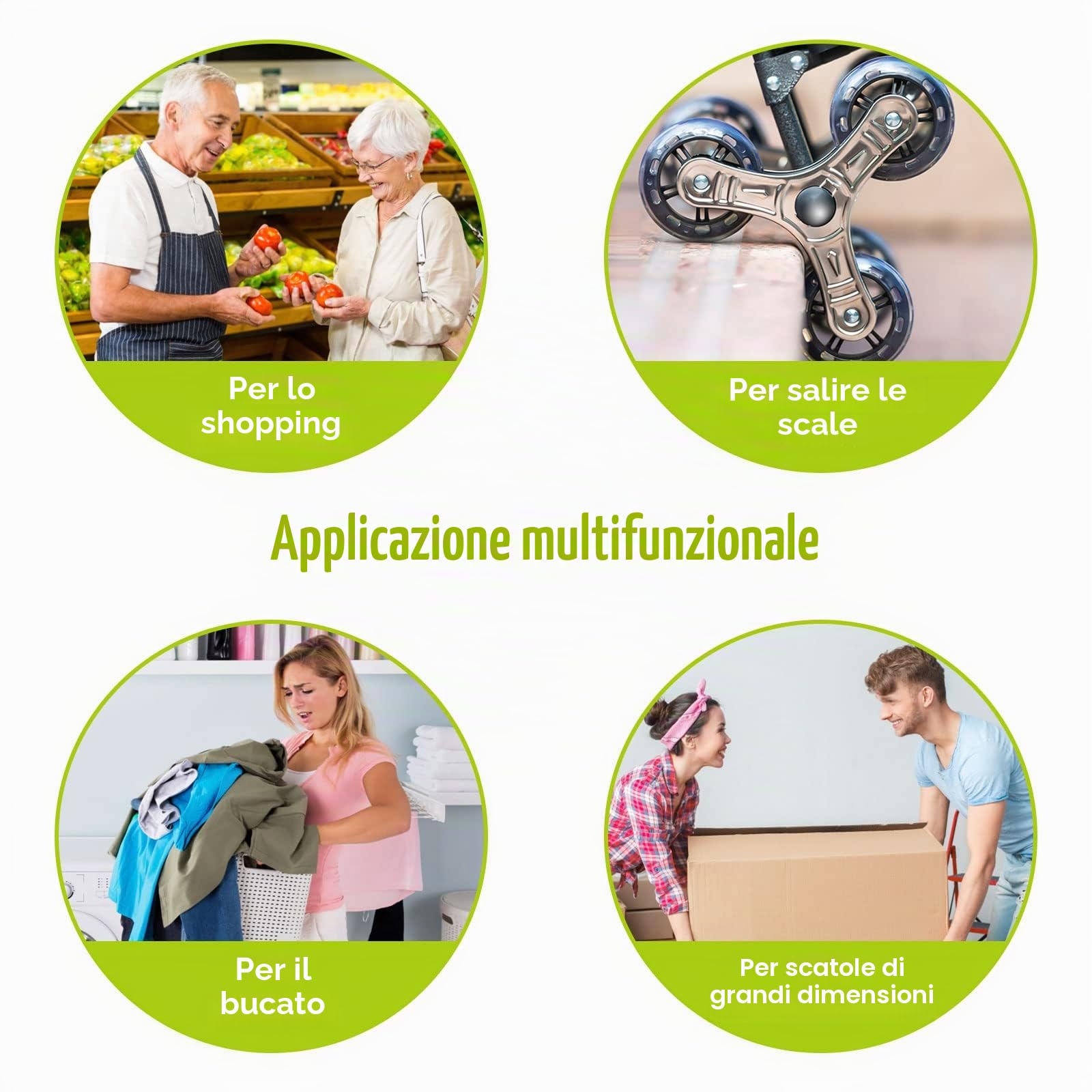 Trolley pieghevole per la spesa, con ruote in gomma, stabile, con scomparto frigo, borsa termica rimovibile, con ruote, 56 litri