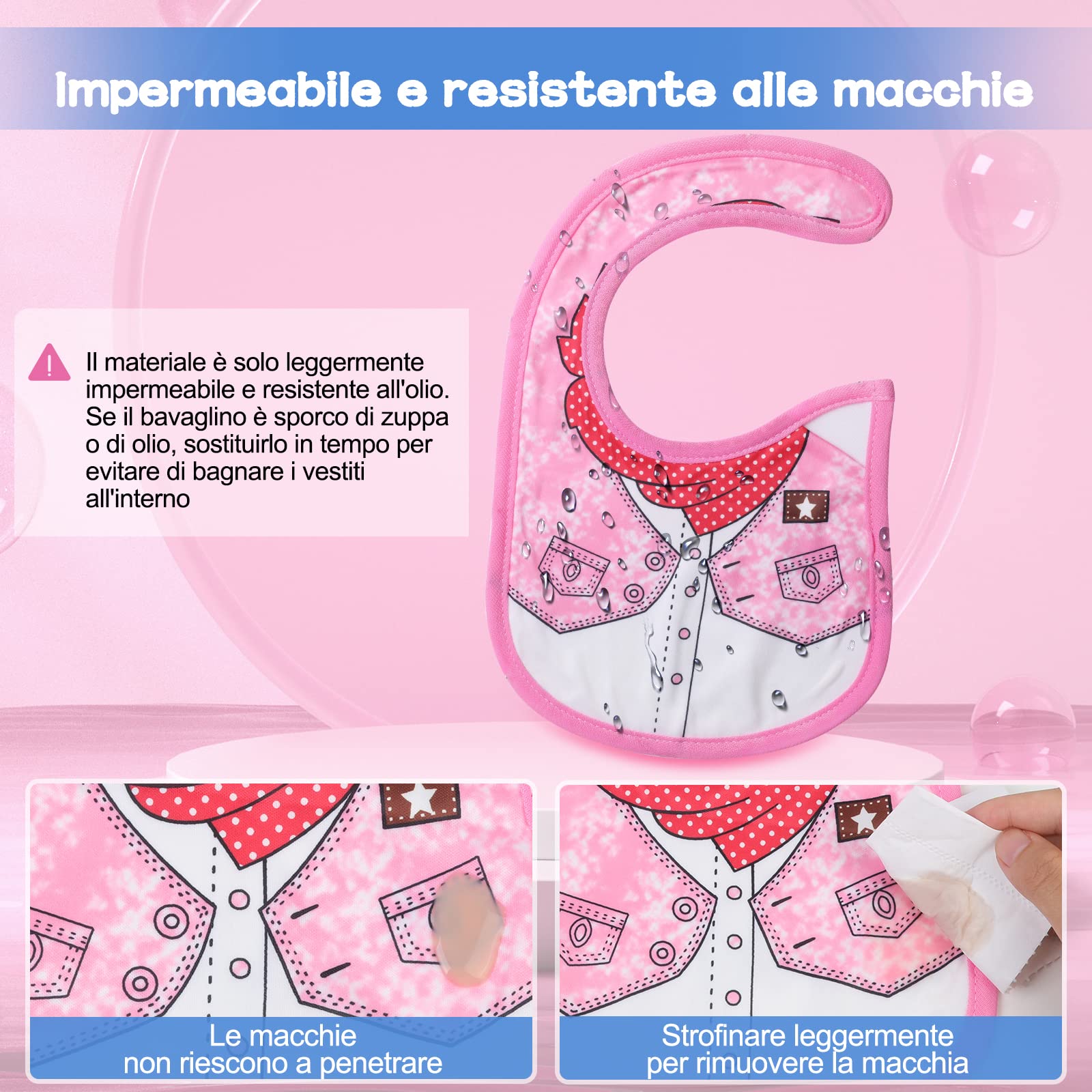 Lictin 12 × Bavaglina Impermeabili Cotone - Bavaglino Neonato per Ruttino Bimba 3 mesi+