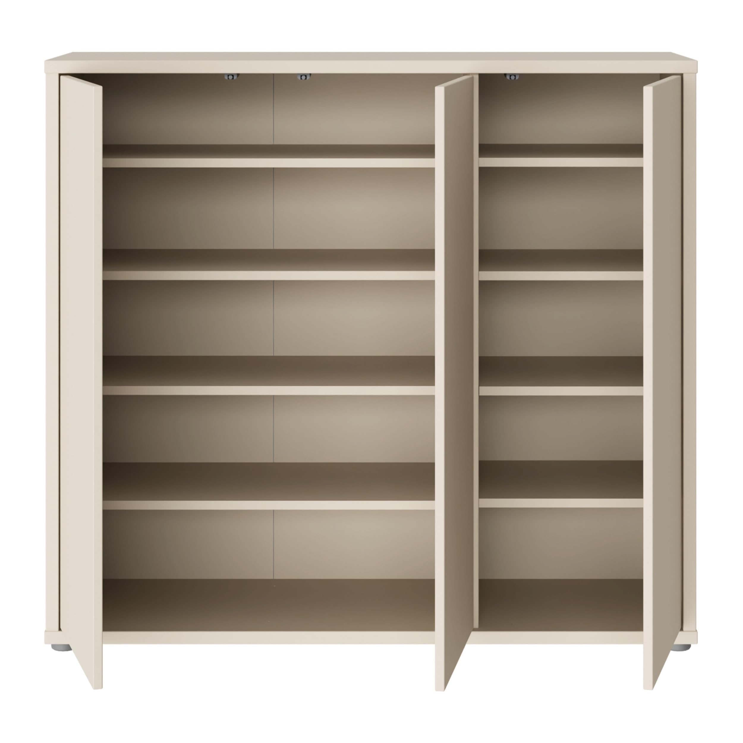Forte Alice Springs Schuhschrank 100 110, Flurschrank 3 Türen 8 Einlegeböden, Holzwerkstoff, Kaschmir Beige, 109,2x99,1x34,9 cm
