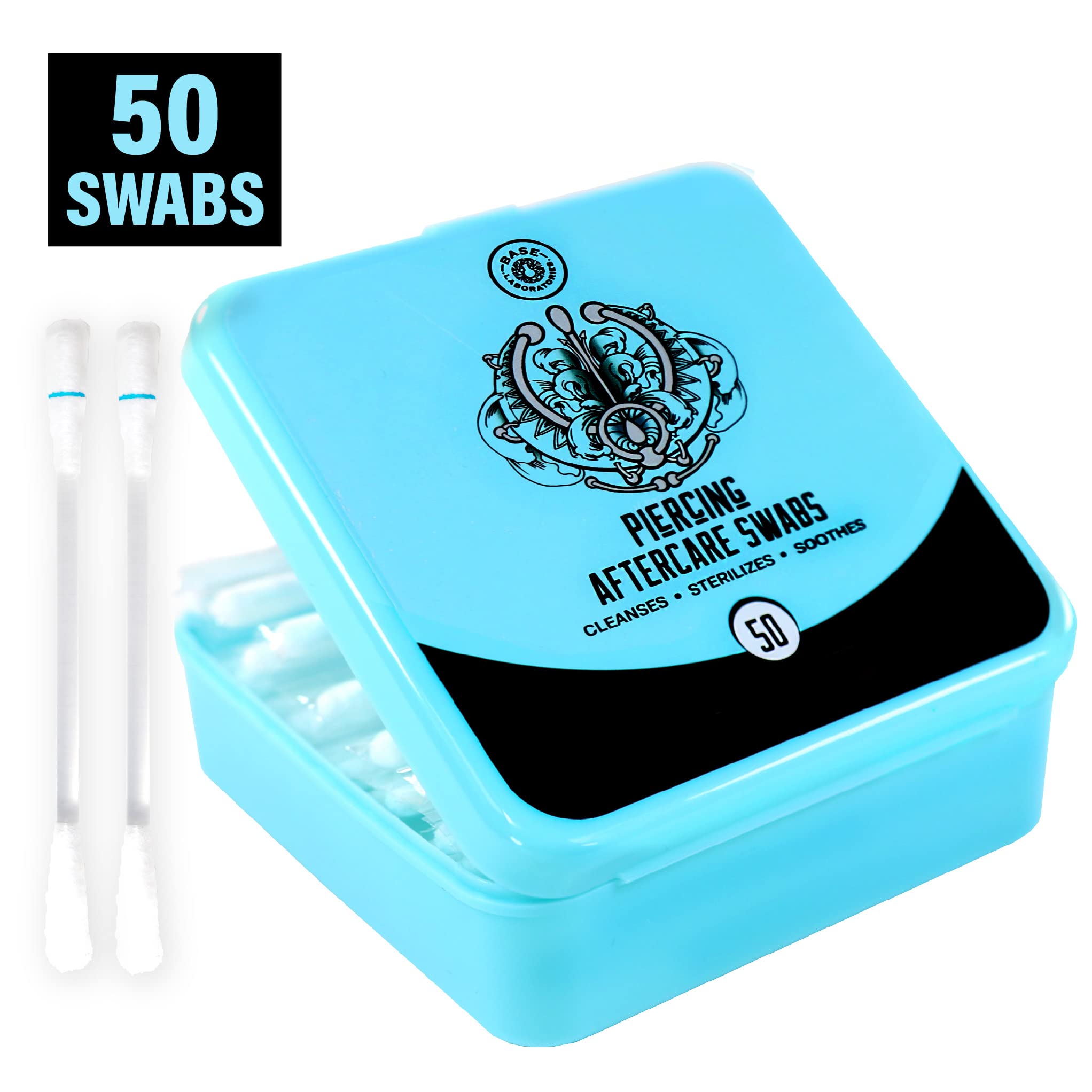 Base Labs Piercing Aftercare Kit 50 Medicated Swabs Cleanses