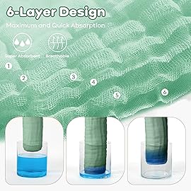 Yoofoss Muslin Baby Washcloths 100% Organic Cotton Face Towels 6 Pack Wash Cloths for Baby 12x12in Soft and Absorbent Baby Wipes (Gradient Green)