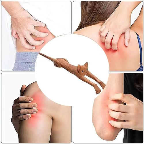 Miniatura 4 de Muy innovador y lindo gato de madera de mango largo masajeador de rascar, adecuado para jóvenes y mayores, todo el mundo puede rascar! Rascador de