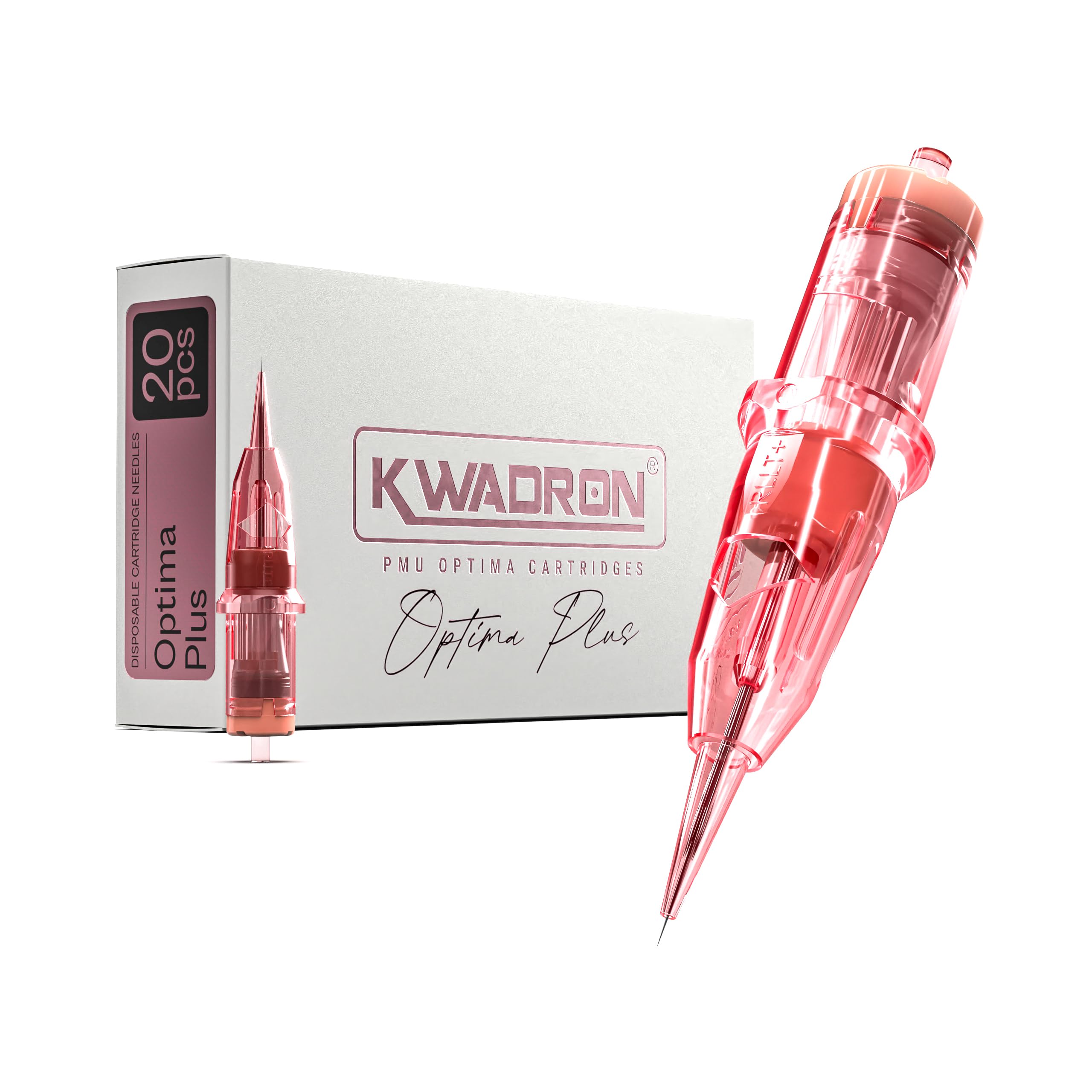 Kwadron Optima PLUS 20 Stück - 25/1RLLT - #08 0.25mm - Long Taper - Professional Permanent Makeup - Tattoo PMU Nadeln Set Cartridges - Tattoo Zubehör für Augenbraue, Eyeliner, Lip Contour