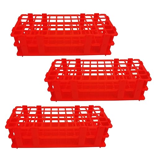 Pocomoco Paquete de 3 estantes de tubos de ensayo de plástico, soporte de tubo de ensayo de laboratorio de 60 agujeros para tubos de ensayo de