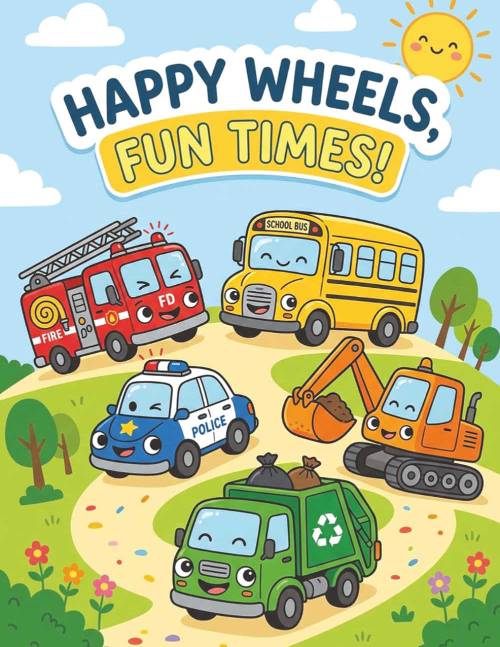 My Big Road Vehicles Coloring Book for Toddlers: 40 Fun Pages with Trucks, Cars, Buses & More for Kids Ages 3-5