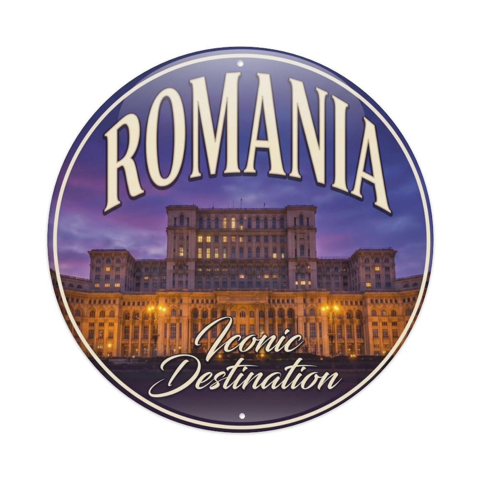 Vintage Travel Romania Landmark Destination Metal Tin Sign