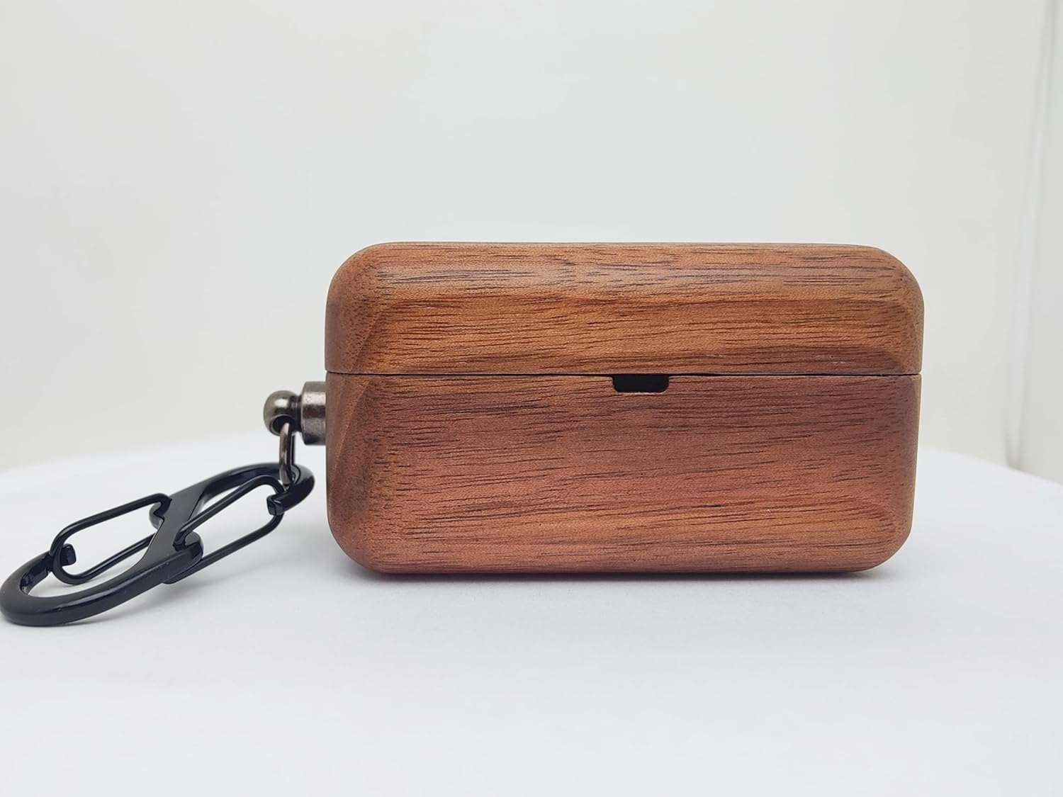 DAYJOY Handmade Nature Wooden Genuine Real Wood Protective Case Cover with Carabiner and Lanyard Compatible with Panasonic Technics EAH-AZ80 Earbuds (Walnut) - Image 2