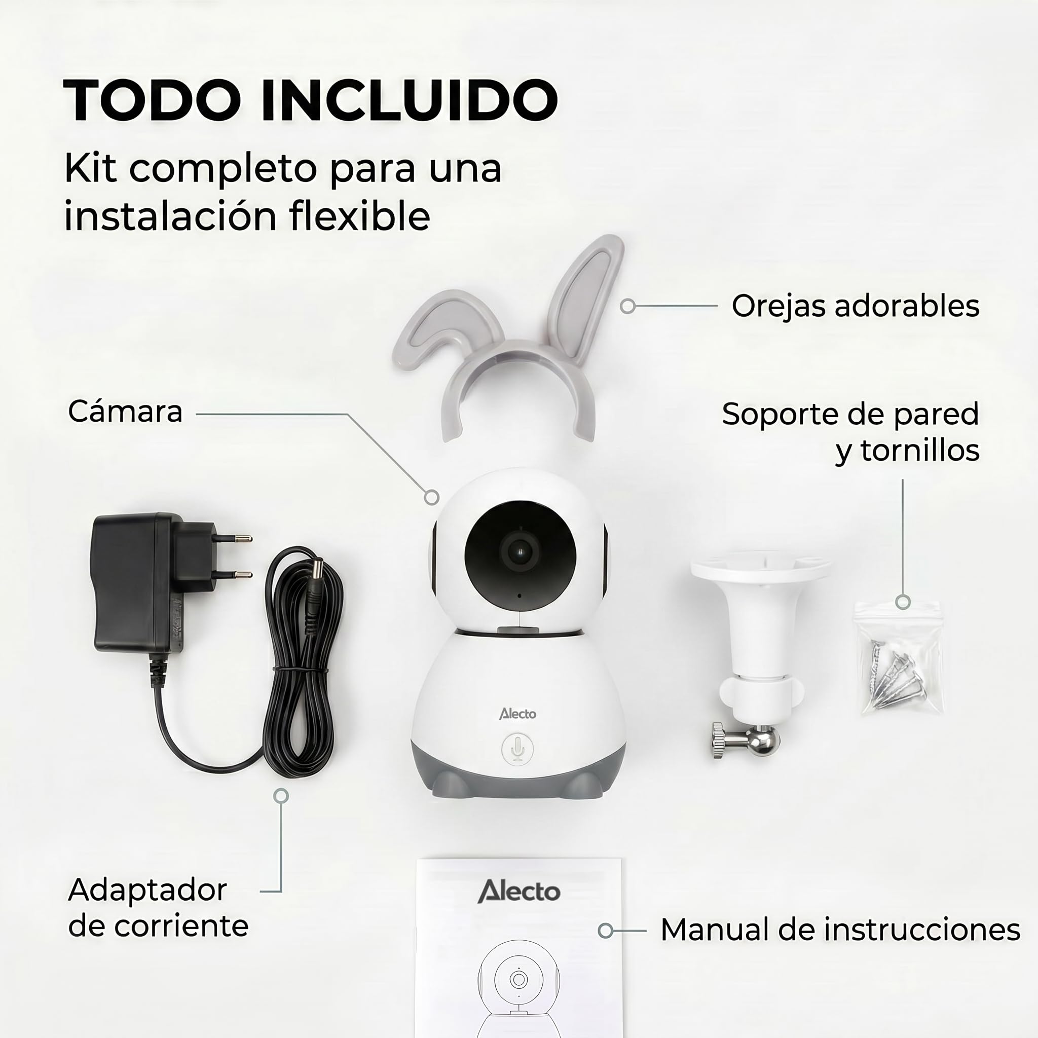 Alecto SMARTBABY10 WiFi Vigilabebés con Cámara HD 1080p - Vigilabebés Inteligente con Control Móvil - Video Vigilabebés Cámara y Audio - Blanco