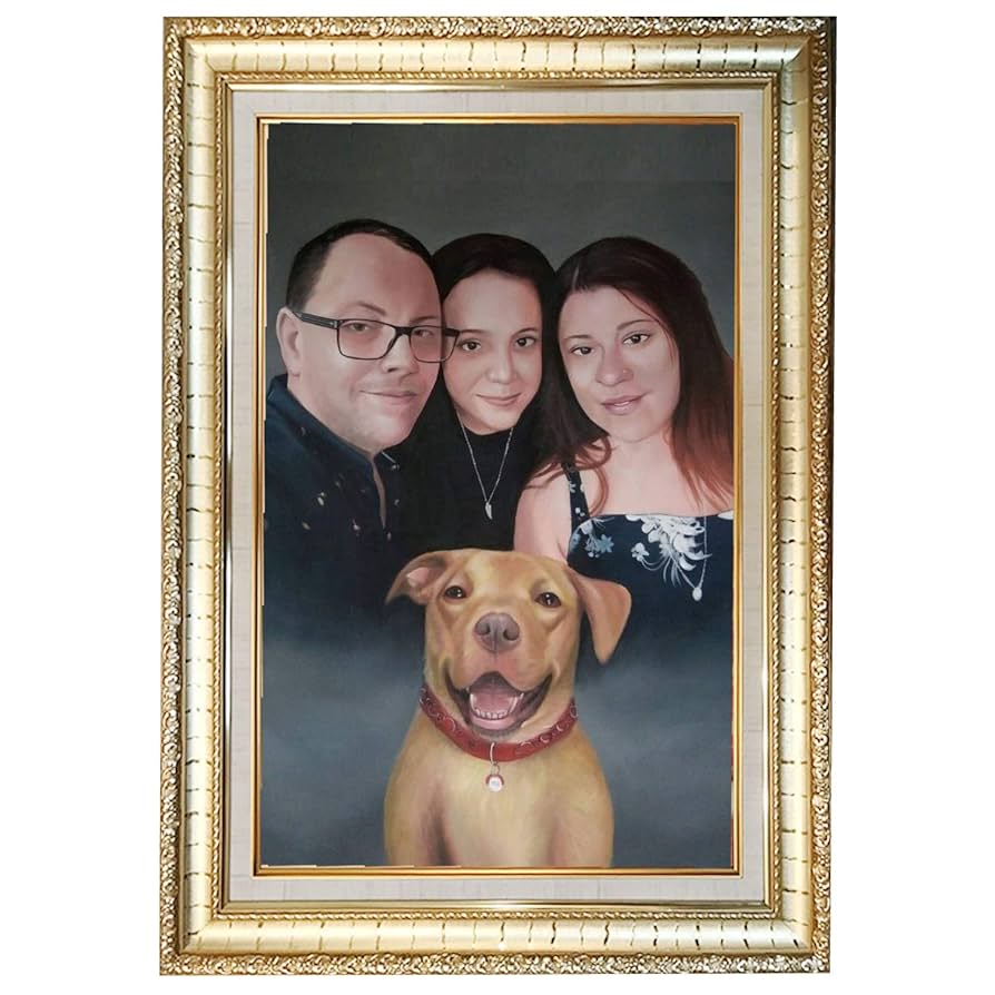 ペットの肖像画 ペットの肖像画、アクリル絵の具、20x20 cm、犬と猫の絵