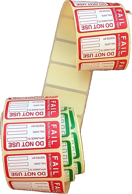 25x50mm 492PCS Pass & 50PCS Fail Pat Testing Stickers Pat Test Labels Pass Pat Test Stickers Fail Pat Testing Labels Pat Testing Equipment Electrical Test Labels Pat Test Kit