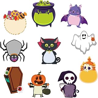 Cobee Cute Halloween Sticky Notes,10 Pack Cartoon Halloween Sticky Notepads Self-Stick Memo Pads Creative Page Markers Students Home Office Supplies Kids Party Favors