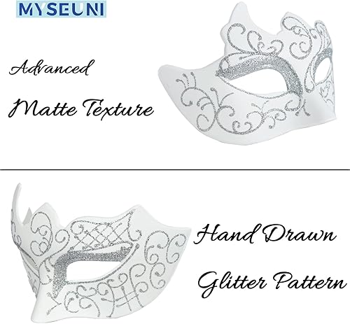 Miniatura 3 de Máscaras de máscaras para parejas Máscara veneciana de filigrana de metal brillante con diamantes de imitación y máscara veneciana para hombre para