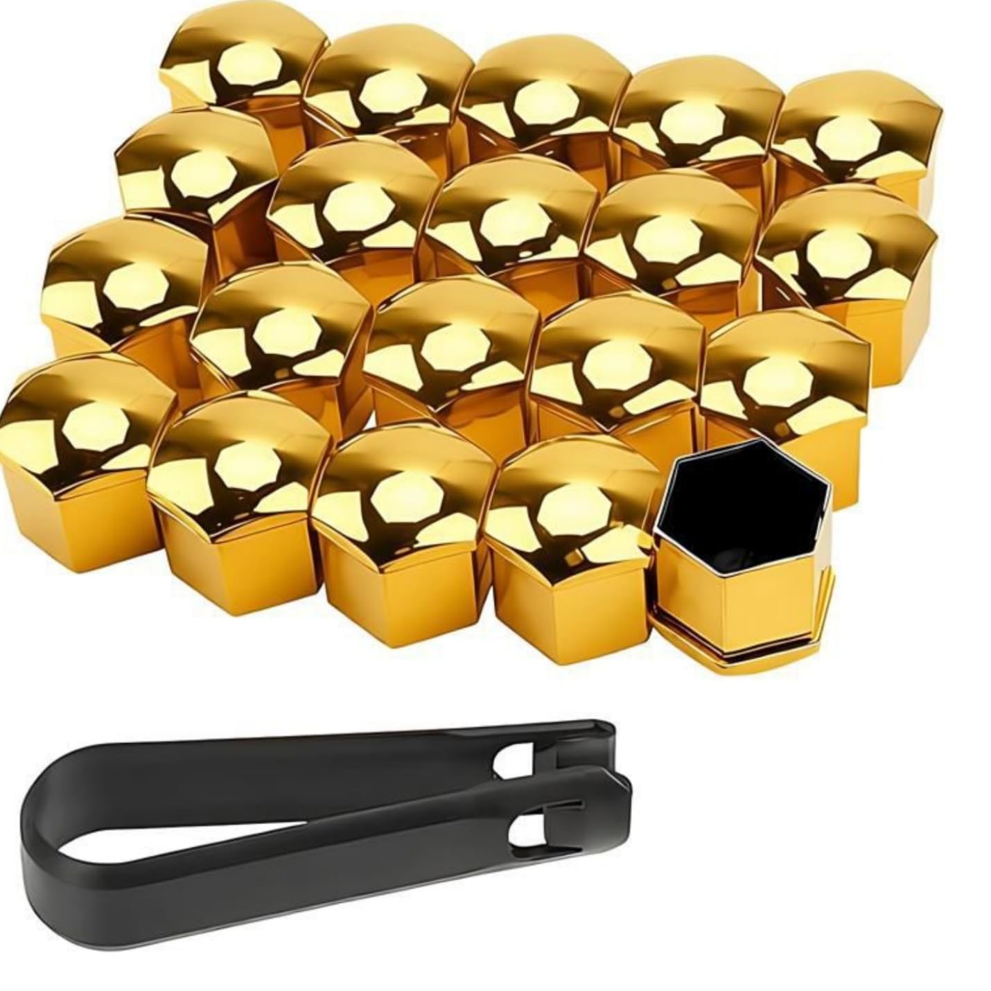 Car Tire Screw Cap for Infiniti ESQ EX FX Q60 QX30 QX50 QX56 QX60 QX70 QX80 M25 G series, Plastic Dust Cap Anti-theft O Rubber Ring Equipped with Disassembly Tools,17mm-Gold