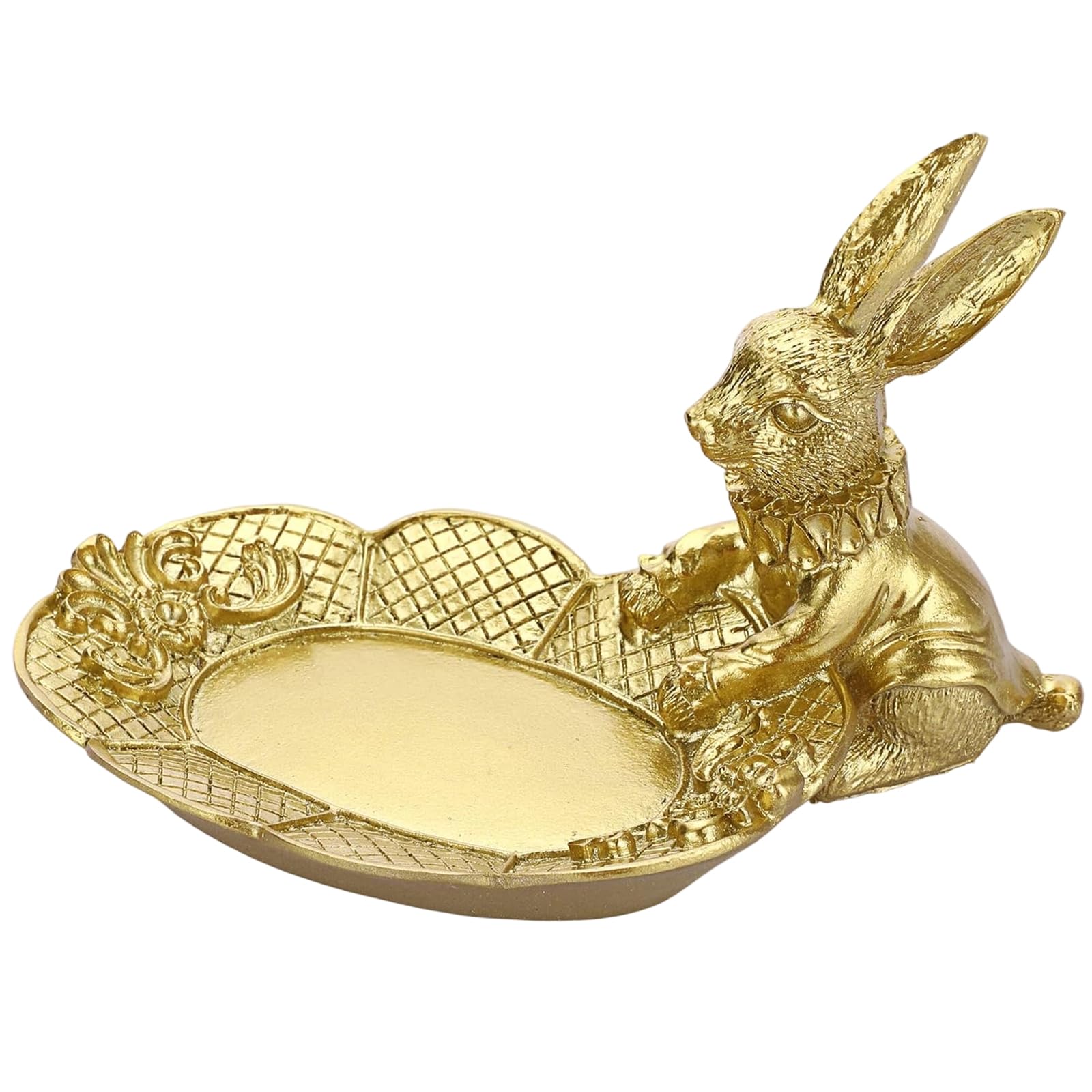 Msioytog Stylish Rabbits Shaped Resin Tray Compact Jewelry Storage Solution for Earrings Rings Vanity Table Organizers Decoration Rabbits Jewelry Tray Organizers Resin