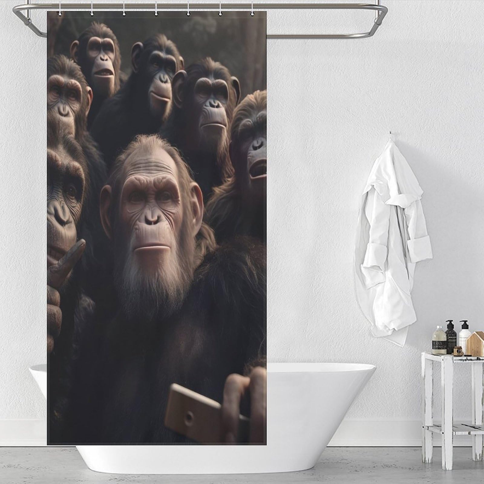 Rideau de bain humoristique singes pour égayer la douche des enfants