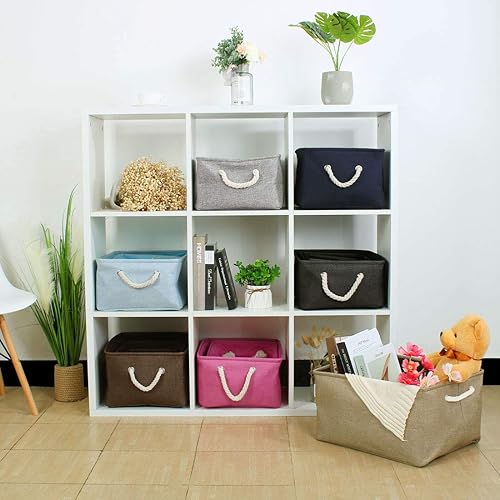 Miniatura 8 de uxcell Cesta de almacenamiento de tela con doble asa, contenedores de almacenamiento plegables para lavandería, almacenamiento de ropa, organizador