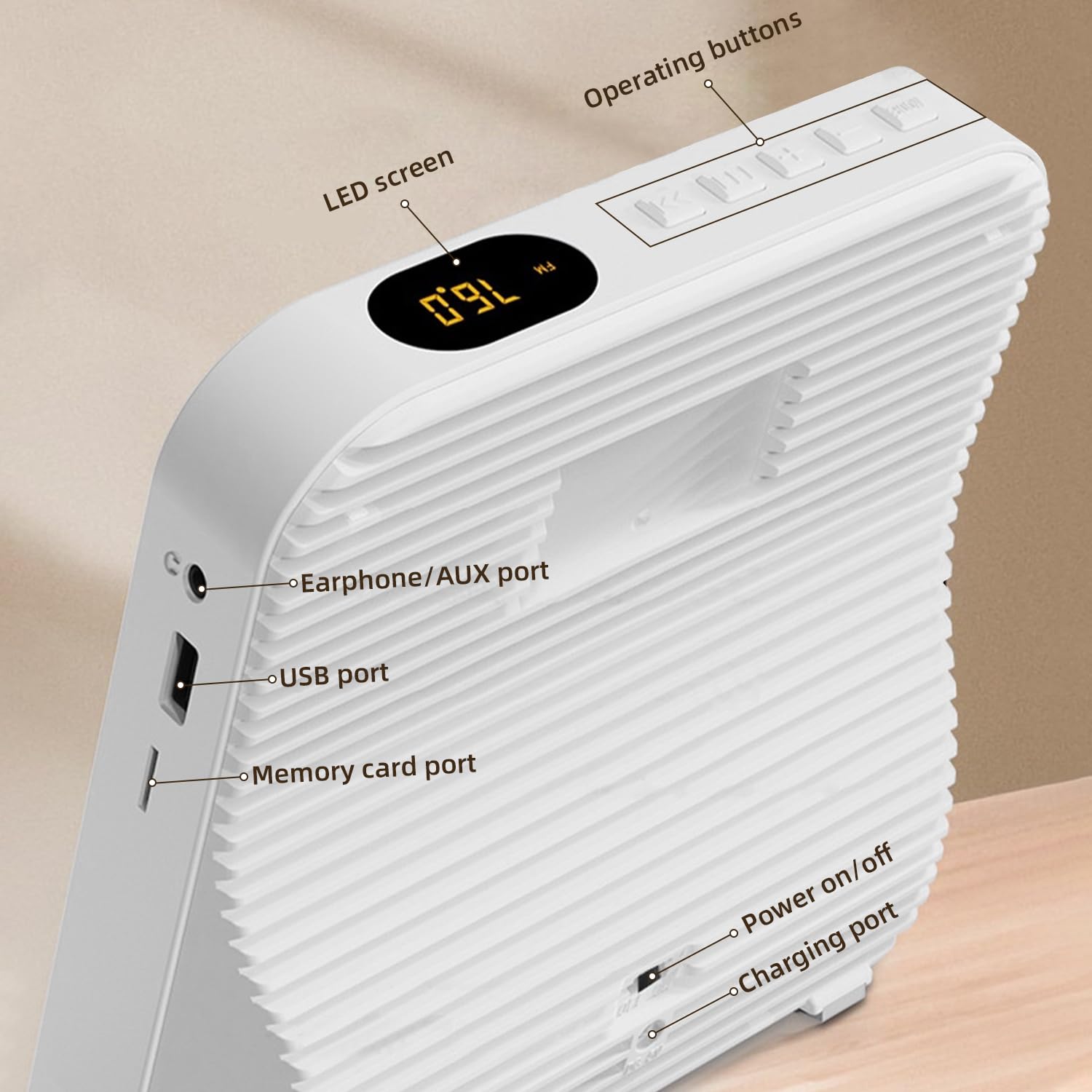 Lettore CD, lettore CD Bluetooth portatile, altoparlanti hi-fi integrati con timer, radio FM USB