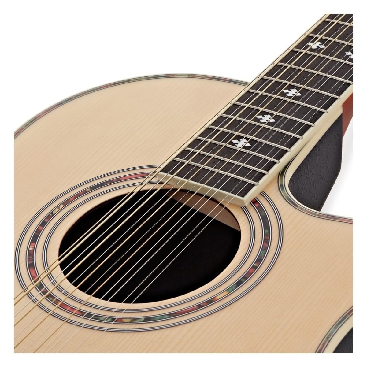 Gear4music Guitare électro-acoustique 12 cordes avec dos rond
