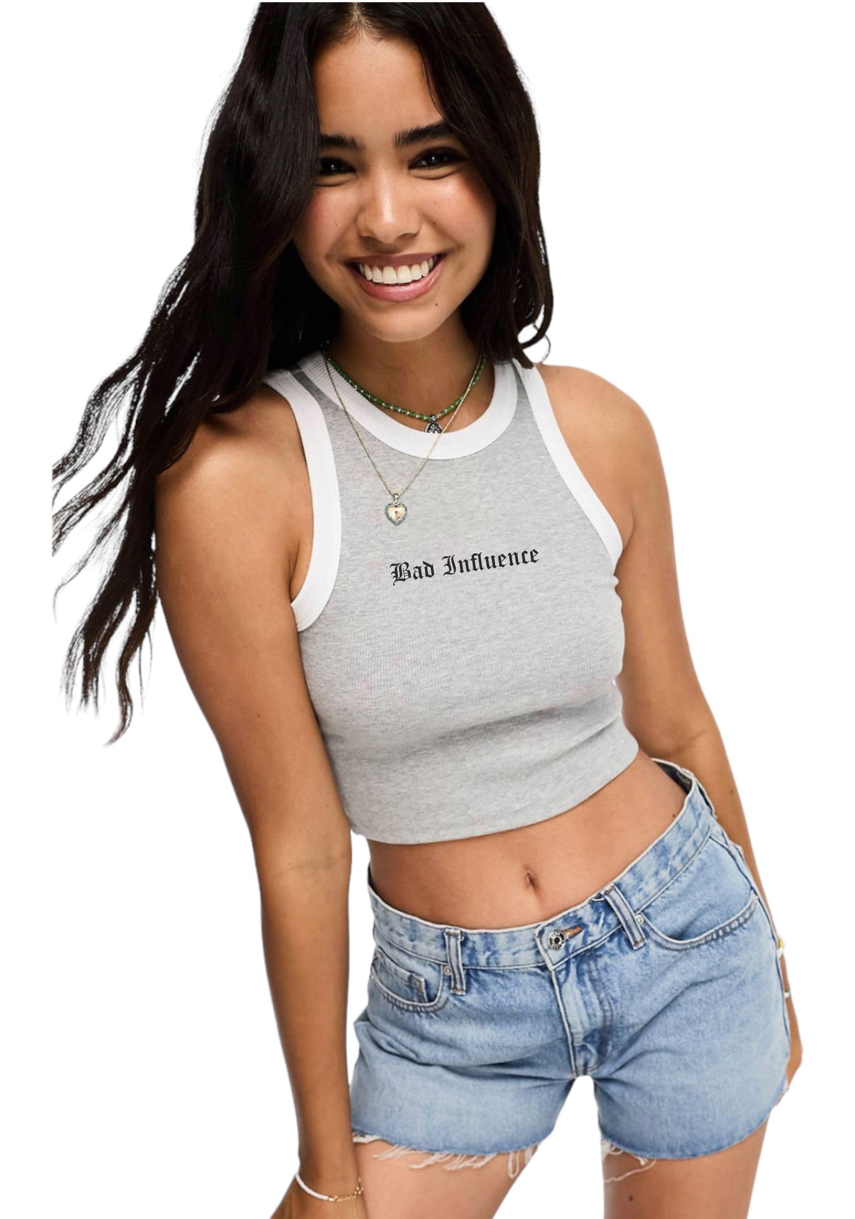 be savage Bad Influence Tank Top for Women Ribbed Tops for Women Crop Tops for Women Crop T-Shirt for Women and Girls-picture-44