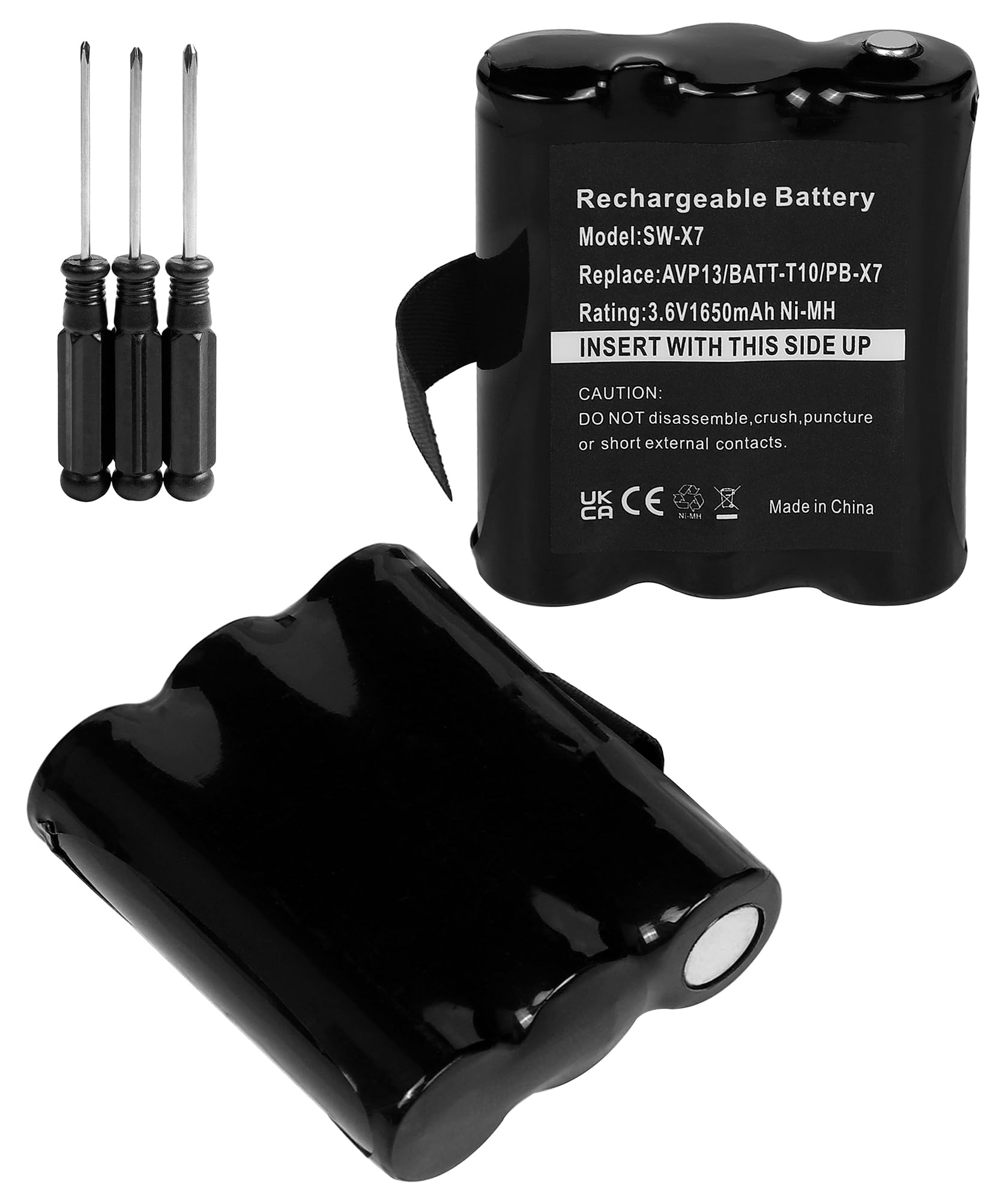 2 Batteries PB-X7 pour Radio Midland XT70 XT74 C1301 X-Talker 1650mAh 3,6V | pour T70 T71 T75 T77 T79, AVP13 BATT-10, Ni-MH Rechargeable, Avec Tournevis