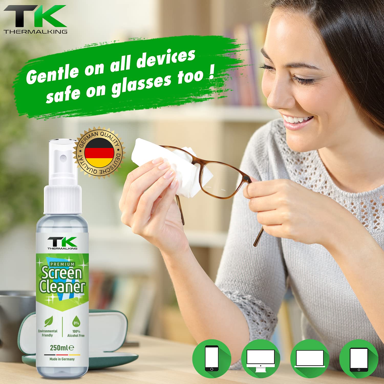 Bildschirmreiniger für Laptop - Display Reiniger für tft/tv/Monitor - Screen Cleaner Spray für LCD - Fernseher Reinigung (16x250 ml)