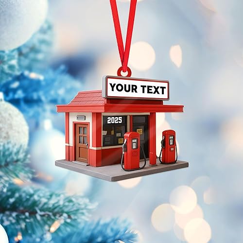 Miniatura 4 de Adorno de Navidad personalizado con bomba de gas, decoración retro personalizada para árbol de vacaciones, recuerdo único para trabajadores de