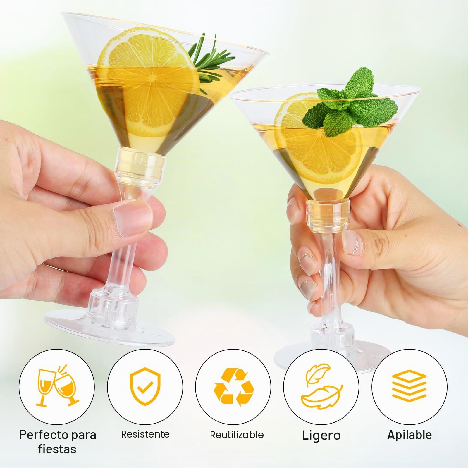 30 Piezas Copas de Martini Plastico, 150 ml Vasos de Plástico Reutilizables, Copas de Coctel Duro Transparentes para Fiestas, Bodas, Cumpleaños