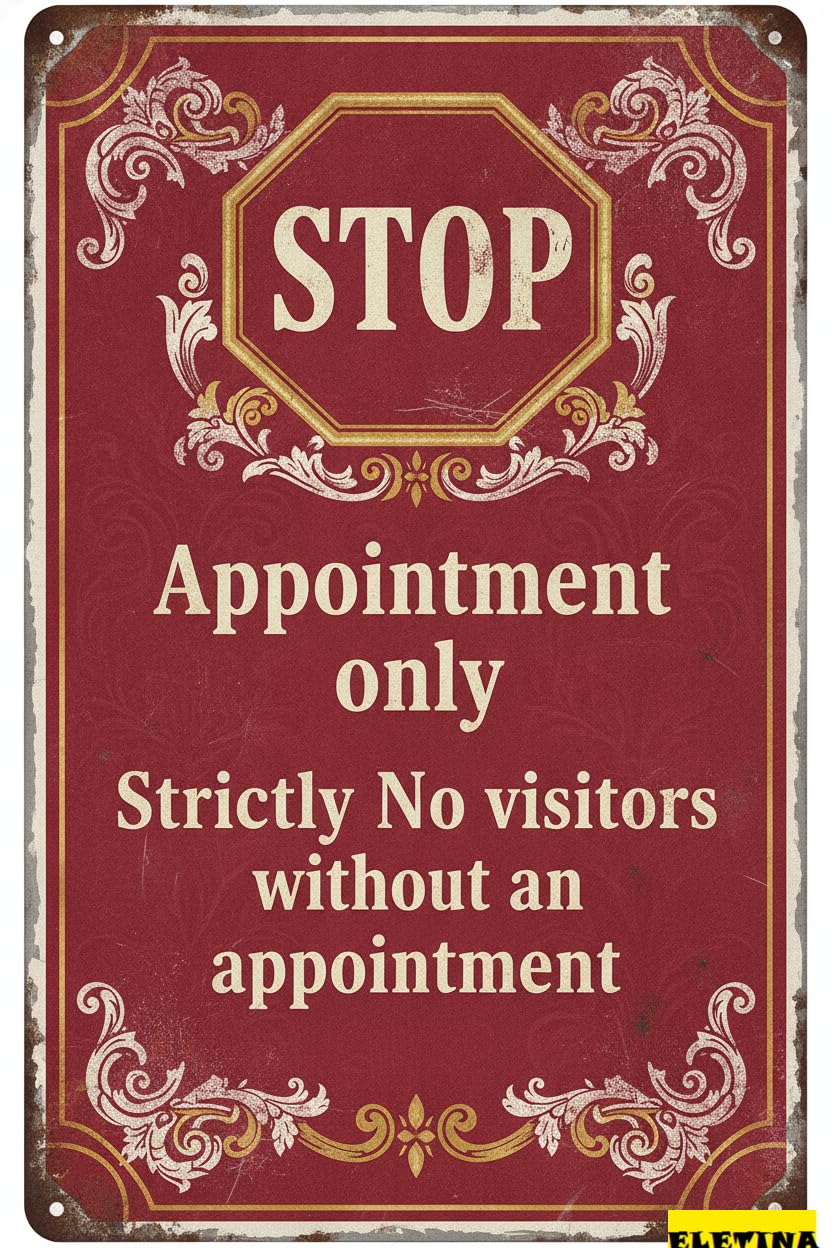 Personalized Sign for Man Cave Appointment Only Stop Strictly No Visitors Without An Appointment Safety Aluminium Metal - 8x12 Inch (20cm X 30cm), Black Private Property Decorative