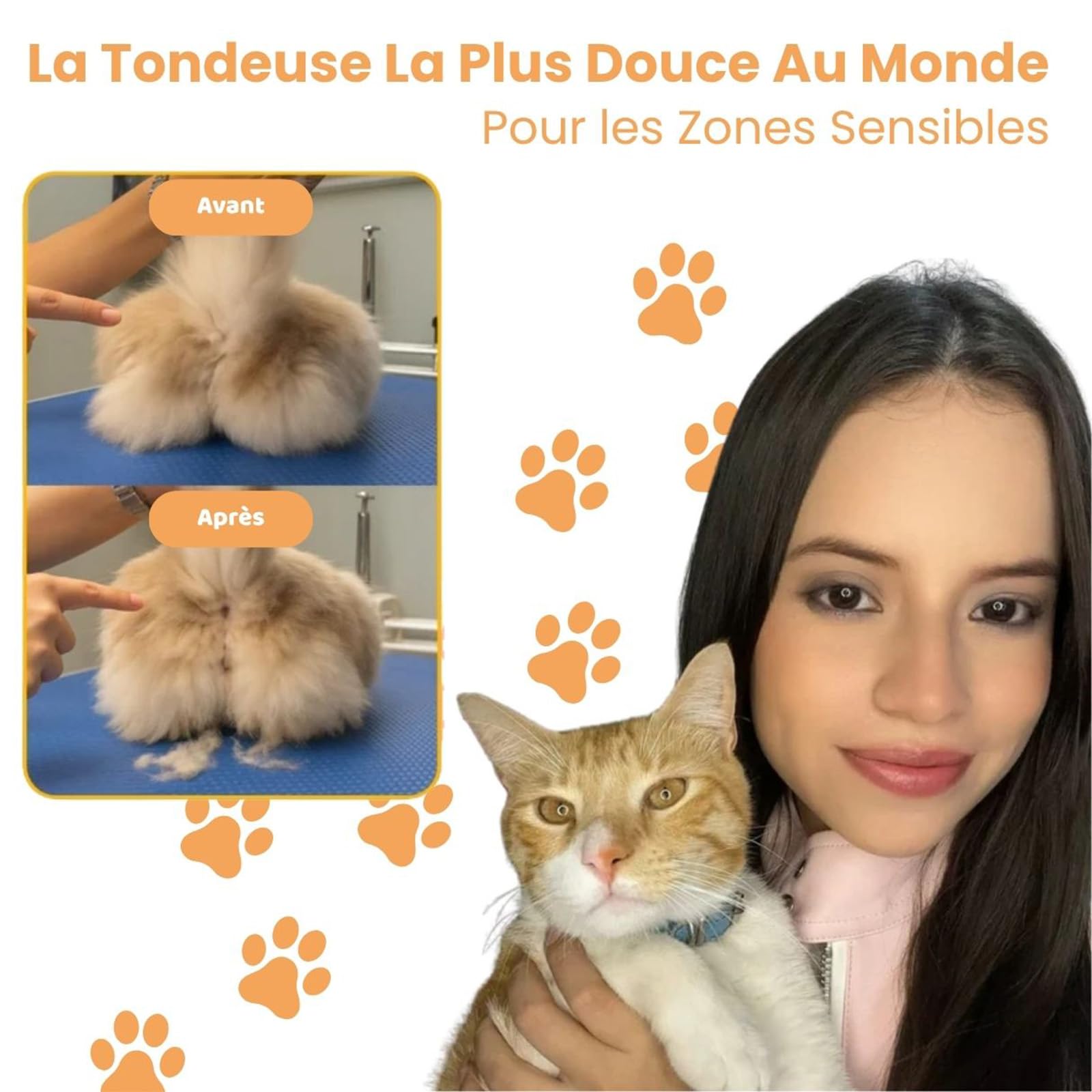 Tondeuse De Précision Pour Chat, Tondeuse Pour Chien Silencieuse Tondeuses À Pattes Avec Led & Usb-C, Lames Céramique Et Inox, Étanche, Toilettage Zones Sensibles Sans Stress (A)