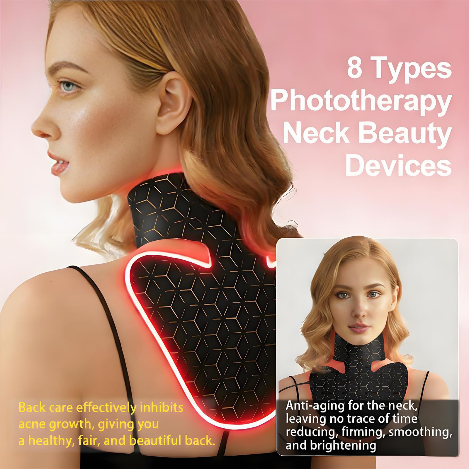 Masque LED Visage & Cou 8 Couleurs – Lumière Rouge 630nm & Infrarouge 850nm, 248 LEDs, Télécommande Sans Fil, Minuteur Auto, Batterie 2600mAh – Appareil Beauté Maison