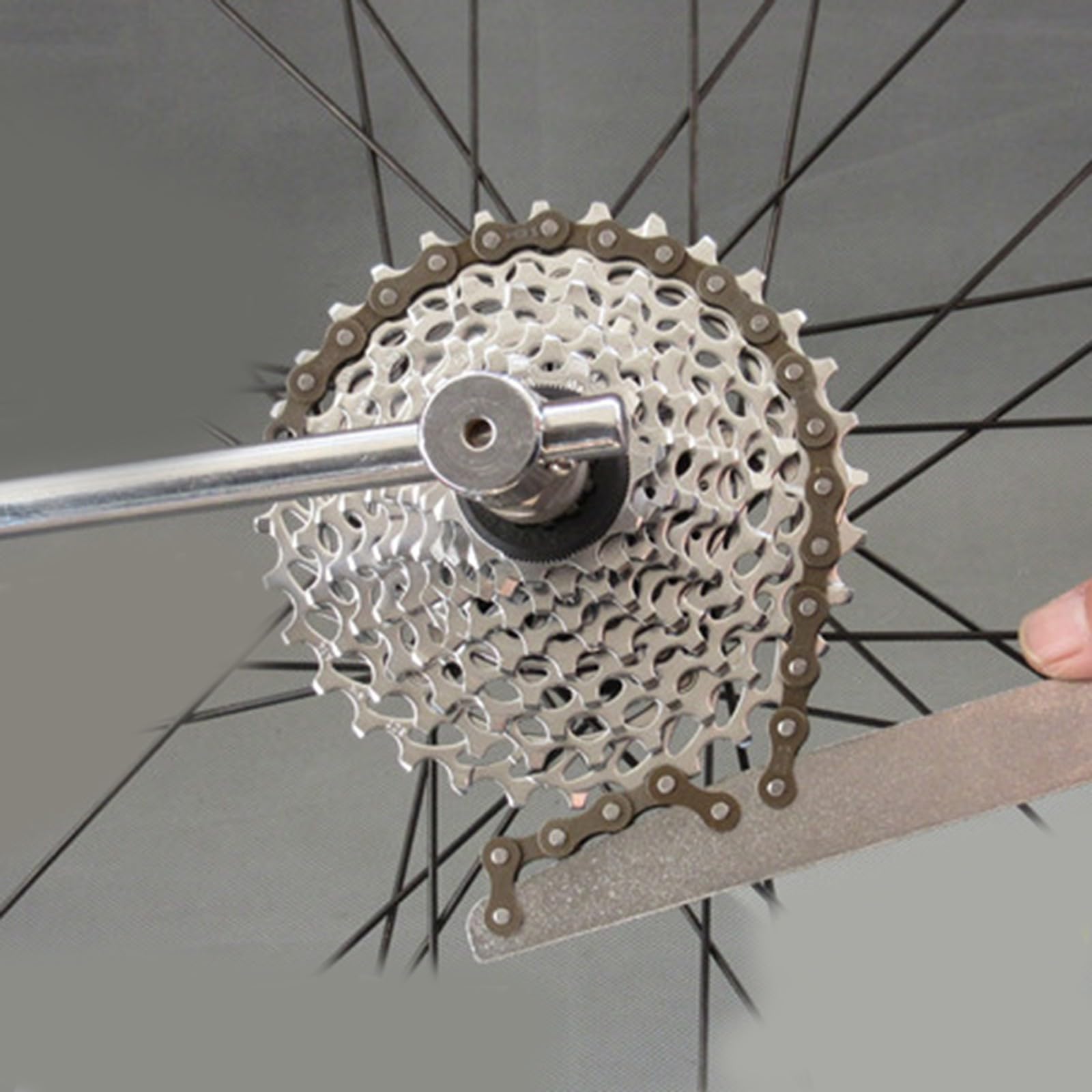 Herramienta de látigo de cadena de bicicleta, removedor de casete de acero de 12 dientes con llave de anillo de bloqueo para reparación de volante de bicicleta de montaña, carretera, 30 cm