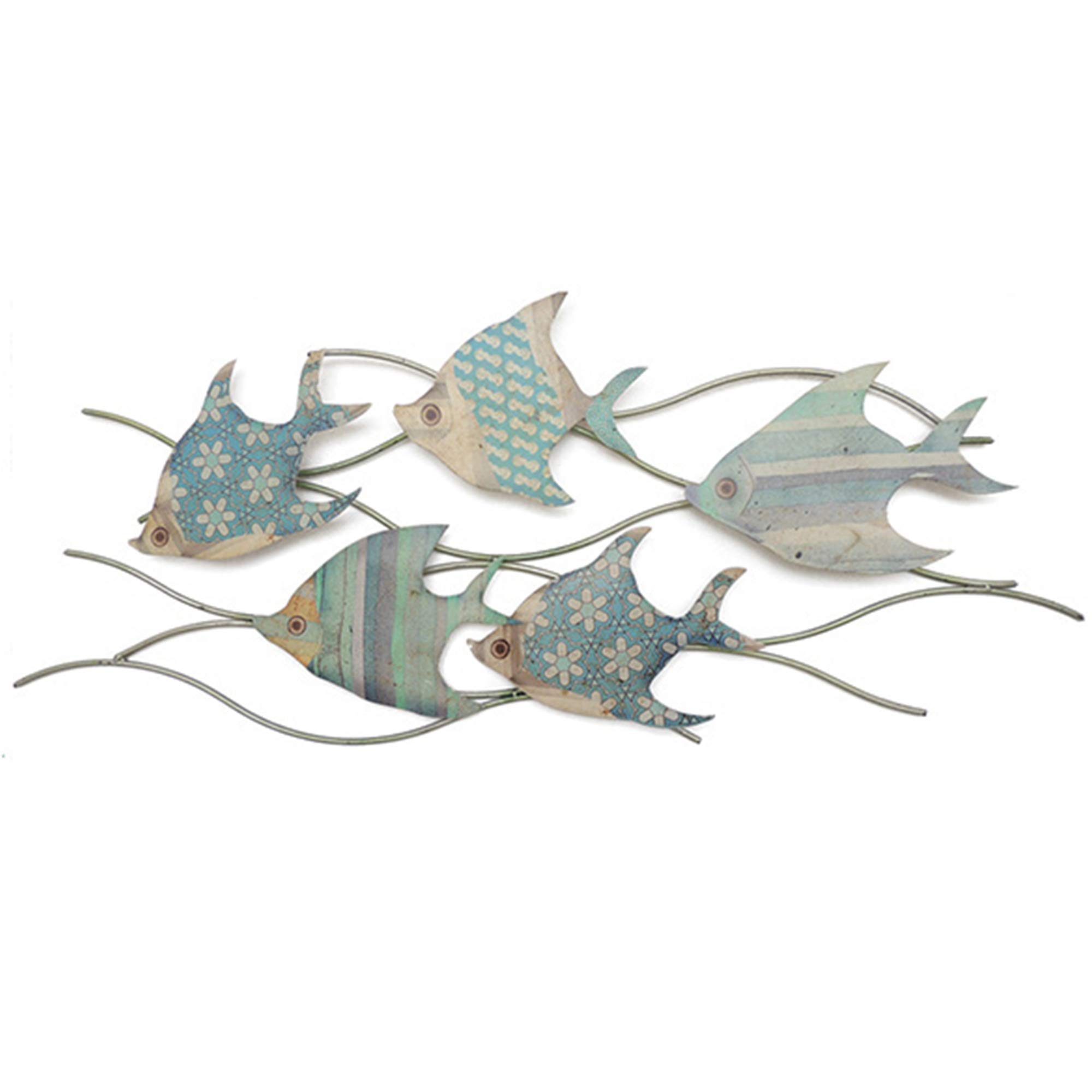 Decorazione da parete moderna in metallo blu costiera a forma di pesce per soggiorno camera da letto vintage decorazioni da parete marine scultura