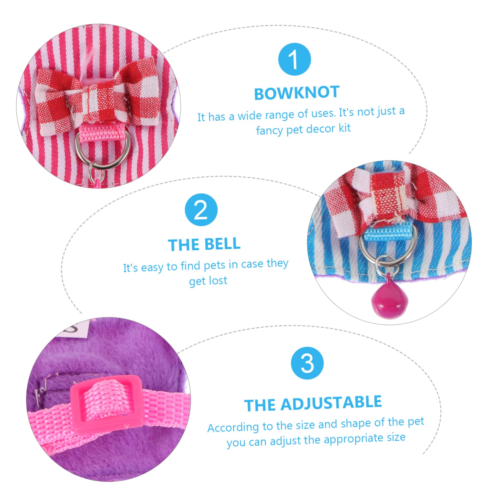 POPETPOP 2 Sets Decorative Rat Leash Rat Harness Comfortable Chinchilla Accessory for Daily Wear Theme Parties Lightweight Breathable Stylish Design Stripes