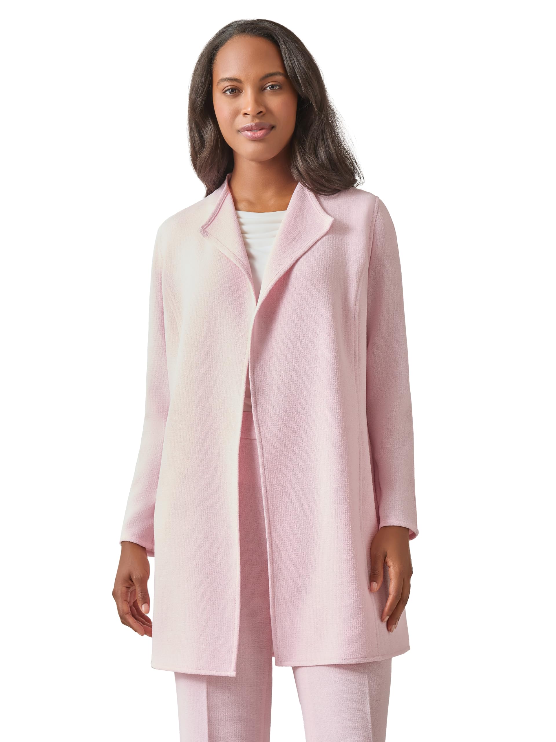 Kasper Womens Melange Crepe Drape Front Jacket