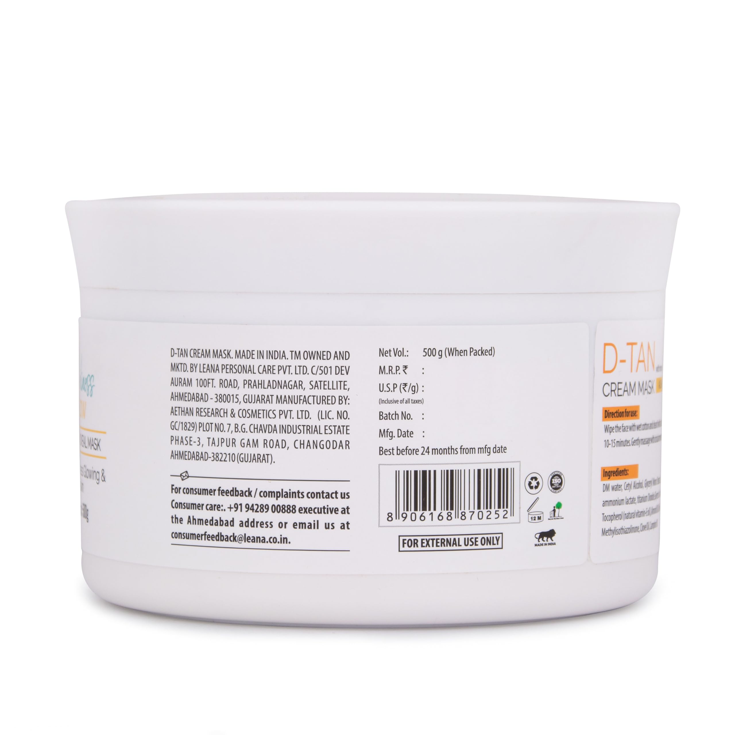 Buy Le'ana Professional D-TAN Cream Mask for All Skin 500 Gm