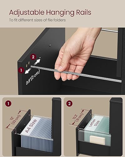 Miniatura 5 de VASAGLE Archivador de 2 cajones, pequeño archivador rodante para oficina en casa, soporte de impresora, para documentos A4, tamaño carta, 15.7 x