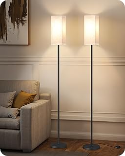 Set of 2 Floor Lamps for Living Room, Modern Tall Standing Lamps with Fo...