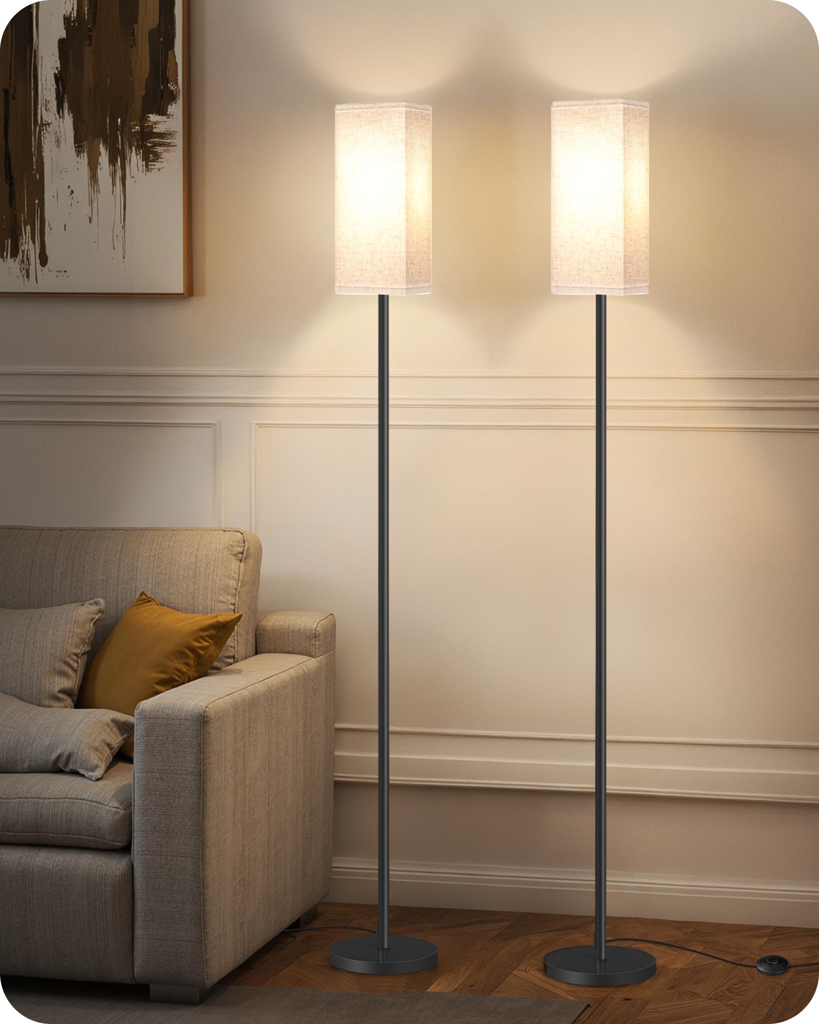 Modern Floor Lamps with Foot Switch - Set of 2