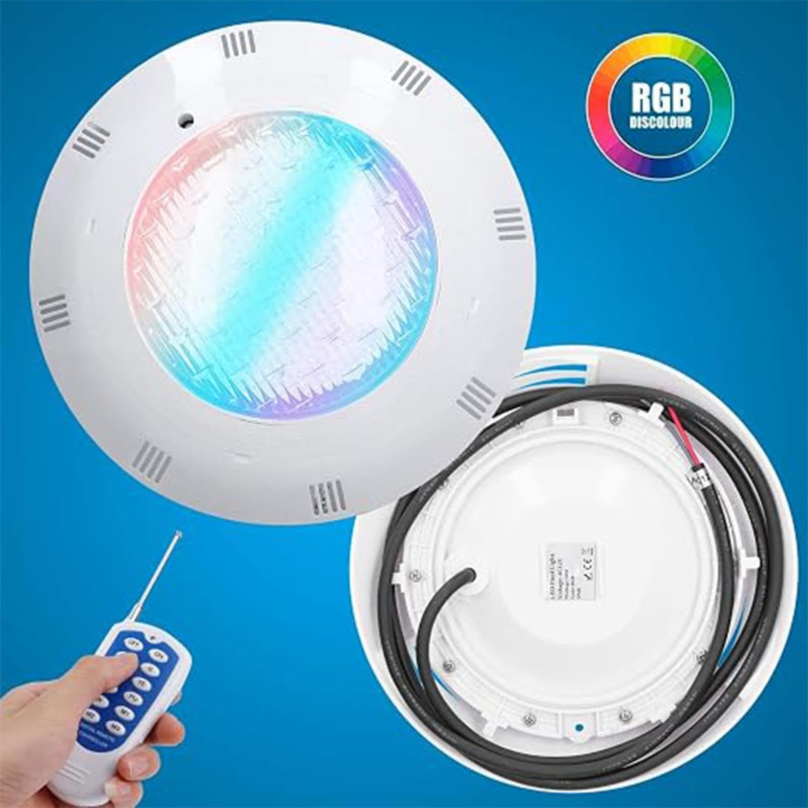 Faretto LED da Incasso per Piscina, Luce Subacquea LED RGB Multicolore 12V Impermeabile IP68 con Telecomando, Lampada Sommergibile per Laghetti, Illuminazione Piscine(RGB,15w)