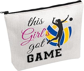 PWHAOO Volleyball Cosmetic Bag This Girl's Got Game Girls Cosmetic Bag Volleyball Player Makeup Bag Volleyball Lover Gift, got GAME girls Volleyball B