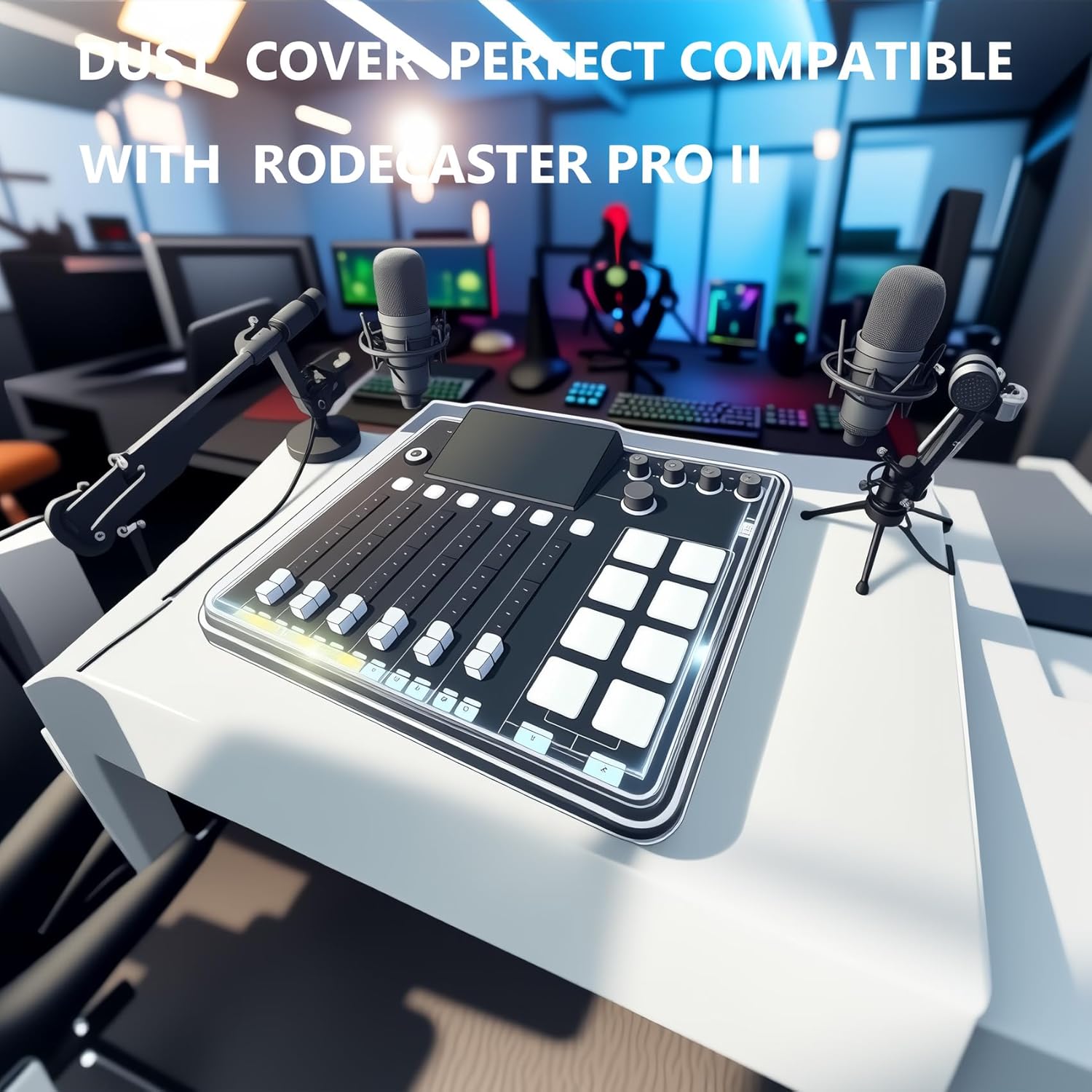 Dust Cover for RodeCaster Pro 2, prevents dust from entering the cover of the RodeCaster Pro II console - Clear