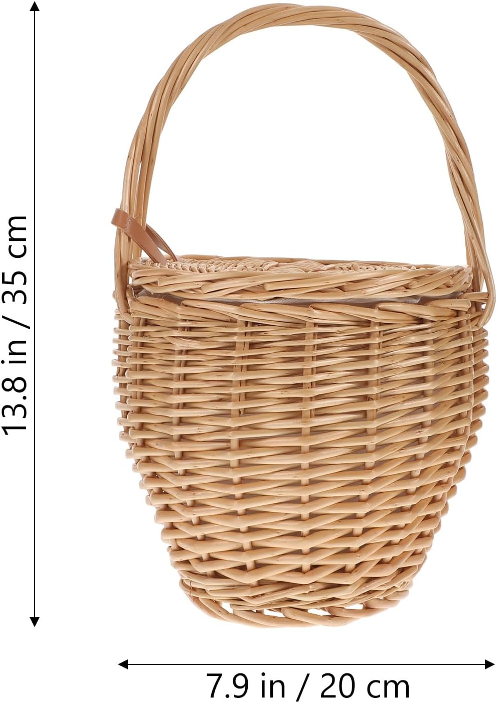Shoulder Tote Bag Wicker Basket with Handle and Lid Seagrass Rattan Storage Basket Hand Woven Bag Crossbody Handbag Summer Beach Purse Round Wicker