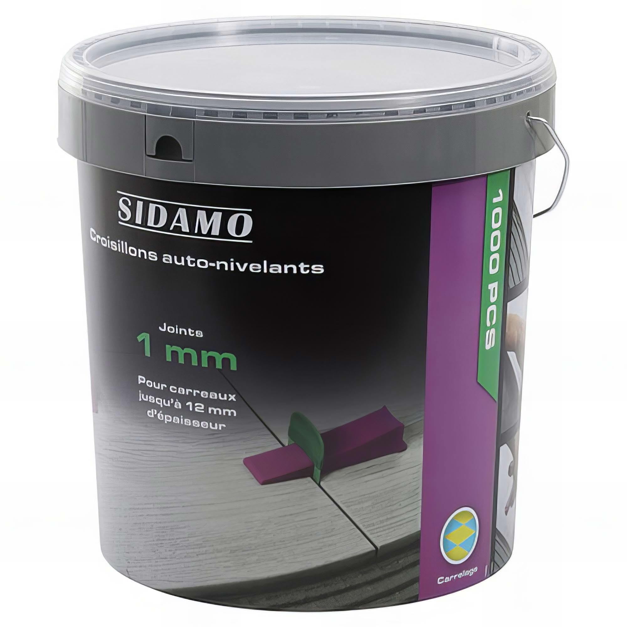 Seau de 1000 croisillons 1 mm auto-​nivelants de 3 à 12 mm