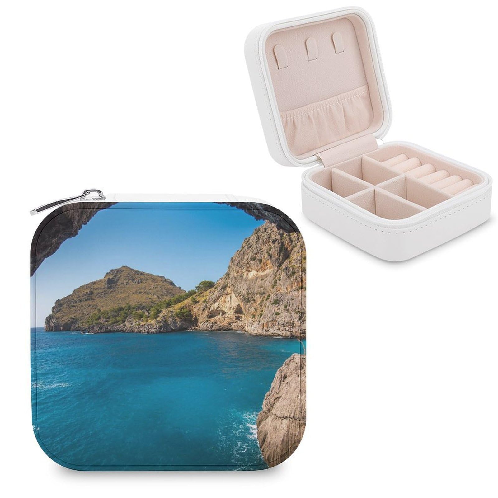 Boîte à bijoux de voyage Arche de Majorque en cuir pour vacances