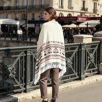 Vista 109 de Poncho chal para mujer, suéteres suaves y cálidos para mujer, parte delantera abierta, poncho de viaje para otoño, invierno y primavera